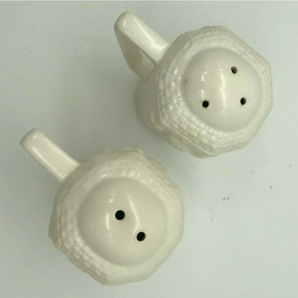 Vintage HIMARK Salt and Pepper Shakers White Handled Floral - Veggie Japan RARE